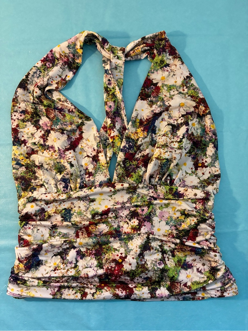 GUESS Vintage Floral Halter Top Sz Large